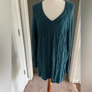 V-neck Teal Plus Size1X Sweater